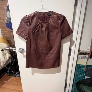 Massimo Dutti 100% genuine Leather Shirt brown medium lined